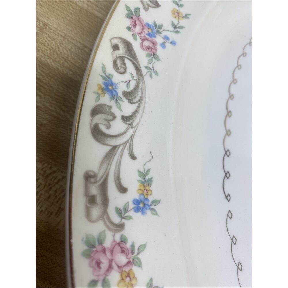 Vintage Paden City Pottery Duchess Medium Oval Platter Floral Gold Trim 11.5” - Picture 6 of 8